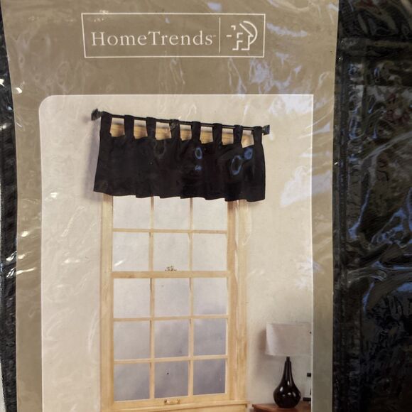 Home Trends Tab Top Black Soot Chino One Valance 60" X 16" L -Kitchen, Bath- NIP - Picture 2 of 8